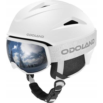 Odoland Kask Narciarski Z Goglami Ochronnymi 54-56 Cm S Biały Regulowany Odoland Kask Narciarski Z Goglami Ochronnymi 54-56 Cm S Biały Regulowany