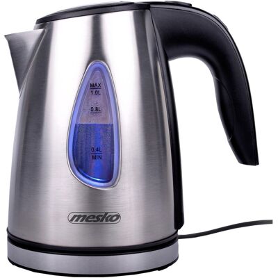 Mesko MS1351 Czajnik Elektryczny LED Inox 1L, Szybkie Grzanie, Podstawa 360°, Bezpieczeństwo Automatyczne Wyłączanie, Filtr Antyosadowy Mesko MS1351 Czajnik Elektryczny LED Inox 1L, Szybkie Grzanie, Podstawa 360°, Bezpieczeństwo Automatyczne Wyłączanie, Filtr Antyosadowy