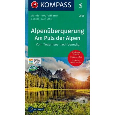 Alpenüberquerung: Tegernsee - Wenecja. Laminowana mapa turystyczna 2555 Alpenüberquerung: Tegernsee - Wenecja. Laminowana mapa turystyczna 2555