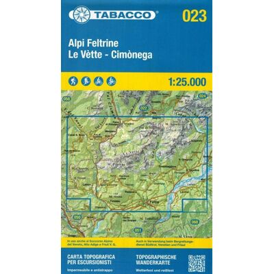 Alpi Feltrine, Le Vette, Cimonega. Wodoodporna mapa turystyczna 023 Alpi Feltrine, Le Vette, Cimonega. Wodoodporna mapa turystyczna 023