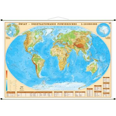 ArtGlob, mapa ścienna fizyczna Świat, 1:18 000 000 ArtGlob, mapa ścienna fizyczna Świat, 1:18 000 000
