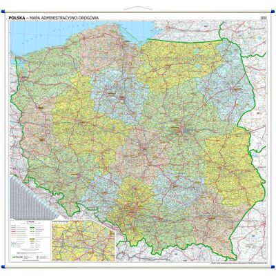 ArtGlob, Polska mapa ścienna administracyjno-drogowa z tablicami rejestracyjnymi 1:500 000 ArtGlob, Polska mapa ścienna administracyjno-drogowa z tablicami rejestracyjnymi 1:500 000