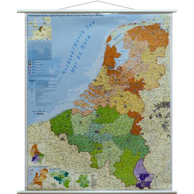 Benelux Belgia Holandia Luksemburg. Mapa ścienna kody pocztowe 1:420 000, Stiefel Benelux Belgia Holandia Luksemburg. Mapa ścienna kody pocztowe 1:420 000, Stiefel
