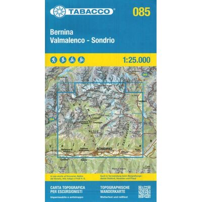 Bernina, Valmalenco, Sondrio. Wodoodporna mapa turystyczna 1:25 000 Bernina, Valmalenco, Sondrio. Wodoodporna mapa turystyczna 1:25 000
