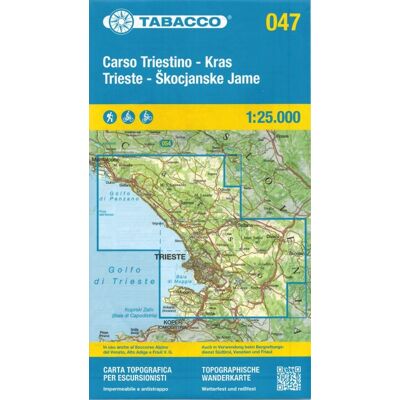 Carso Triestino, Kras, Trieste, Škocjanske Jame. Wodoodporna mapa turystyczna 047. Carso Triestino, Kras, Trieste, Škocjanske Jame. Wodoodporna mapa turystyczna 047.