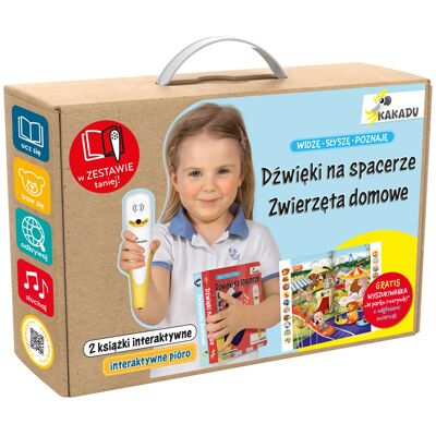 Dźwięki na spacerze i zwierzęta domowe. Mówiąca książka interaktywna. Widzę, słyszę, poznaję + zestaw z piórem Kakadu Dźwięki na spacerze i zwierzęta domowe. Mówiąca książka interaktywna. Widzę, słyszę, poznaję + zestaw z piórem Kakadu