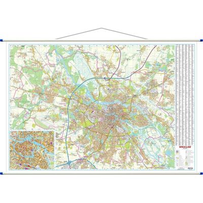 Wrocław. Mapa ścienna, plan miasta Wrocław. Mapa ścienna, plan miasta