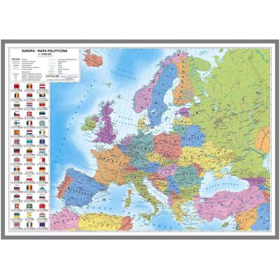 Europa. Mapa polityczna 1:8 800 000 na podkładzie do wpinania znaczników Europa. Mapa polityczna 1:8 800 000 na podkładzie do wpinania znaczników