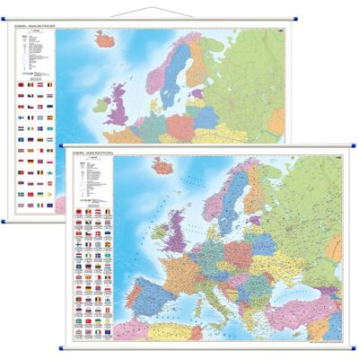 Europa. Mapa ścienna, szkolna dwustronna polityczna do ćwiczeń 1:3 250 000 Europa. Mapa ścienna, szkolna dwustronna polityczna do ćwiczeń 1:3 250 000