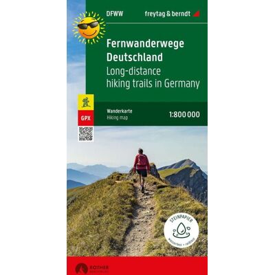 Fernwanderwege Deutschland / Niemcy: szlaki długodystansowe. Wodoodporna mapa turystyczna DFWW Fernwanderwege Deutschland / Niemcy: szlaki długodystansowe. Wodoodporna mapa turystyczna DFWW