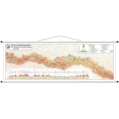 Główny Szlak Beskidzki. Mapa ścienna 1:255 000 Główny Szlak Beskidzki. Mapa ścienna 1:255 000