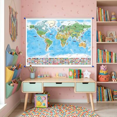 Mapa ścienna dla dzieci Świat Małego Podróżnika 140x100 cm Mapa ścienna dla dzieci Świat Małego Podróżnika 140x100 cm