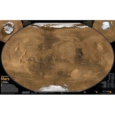 Mars Mapa Ścienna Dwustronna 1:27 400 000, National Geographic Mars Mapa Ścienna Dwustronna 1:27 400 000, National Geographic