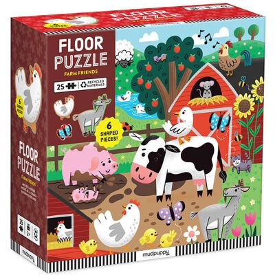 Mudpuppy Puzzle podłogowe Farma z unikalnymi kształtami 25 elementów 2+ Mudpuppy Puzzle podłogowe Farma z unikalnymi kształtami 25 elementów 2+