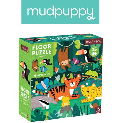 Mudpuppy, Puzzle podłogowe Las deszczowy z elementami specjalnymi, 25 elem. Mudpuppy, Puzzle podłogowe Las deszczowy z elementami specjalnymi, 25 elem.