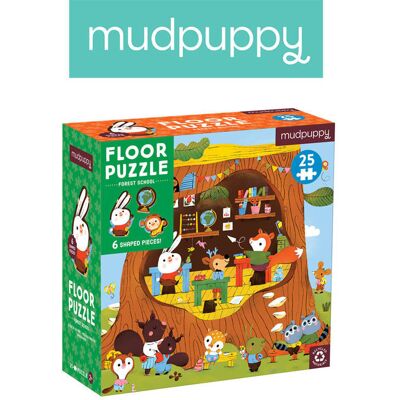 Mudpuppy Puzzle podłogowe Leśna szkoła z unikalnymi kształtami 25 elementów 2+ Mudpuppy Puzzle podłogowe Leśna szkoła z unikalnymi kształtami 25 elementów 2+