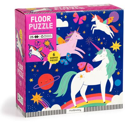 Mudpuppy Puzzle podłogowe z unikalnymi kształtami Magiczne jednorożce 25 elementów 3+ Mudpuppy Puzzle podłogowe z unikalnymi kształtami Magiczne jednorożce 25 elementów 3+
