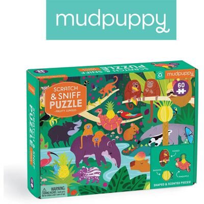 Mudpuppy, Puzzle sensoryczne z elementami zapachowymi Owocowa dżungla, 60 elementów Mudpuppy, Puzzle sensoryczne z elementami zapachowymi Owocowa dżungla, 60 elementów