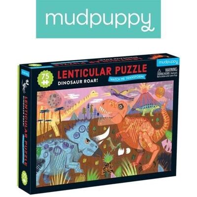 Mudpuppy Puzzle soczewkowe z ruchomym obrazkiem 3D Dinozaury 75 elementów 5+ Mudpuppy Puzzle soczewkowe z ruchomym obrazkiem 3D Dinozaury 75 elementów 5+