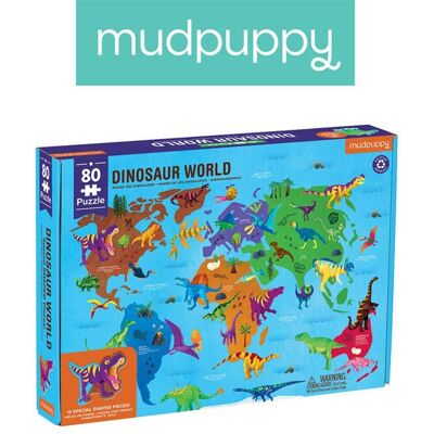Mudpuppy, puzzle, Świat dinozaurów z elementami w kształcie dinozaurów, 80 el. Mudpuppy, puzzle, Świat dinozaurów z elementami w kształcie dinozaurów, 80 el.