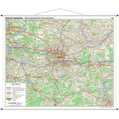 Okolice Krakowa. Mapa ścienna 1:100 000 Okolice Krakowa. Mapa ścienna 1:100 000