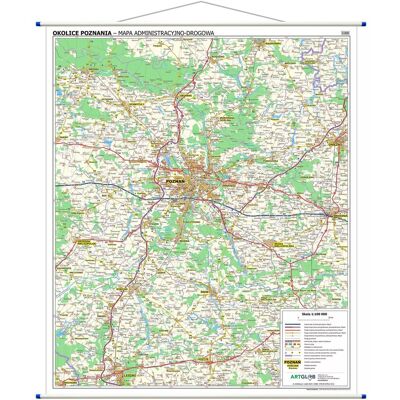 Okolice Poznania. Mapa ścienna 1:100 000 Okolice Poznania. Mapa ścienna 1:100 000