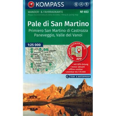 Pale di San Martino. Wodoodporna mapa turystyczna 653 Pale di San Martino. Wodoodporna mapa turystyczna 653