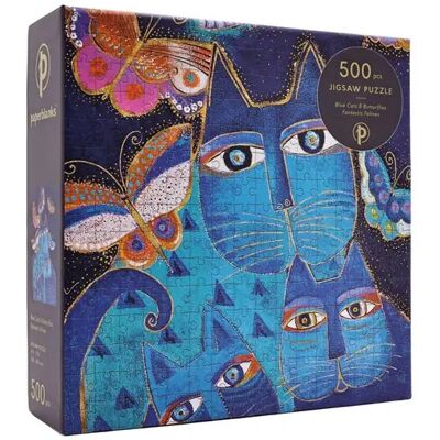 PAPERBLANKS, puzzle 500 blue cats and butterflies pa9947-5 PAPERBLANKS, puzzle 500 blue cats and butterflies pa9947-5