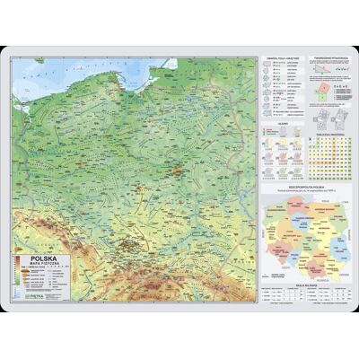Polska. Mapa fizyczna + wzory matematyczne. Podkładka na biurko 1:1 550 000 Polska. Mapa fizyczna + wzory matematyczne. Podkładka na biurko 1:1 550 000