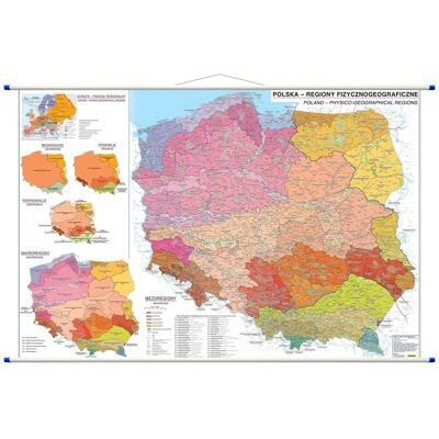 Polska - Regiony Fizycznogeograficzne Mapa Ścienna, 1:700 000, Compass Polska - Regiony Fizycznogeograficzne Mapa Ścienna, 1:700 000, Compass