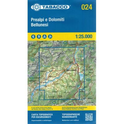 Prealpi e Dolomiti Bellunesi 1:25 000. Wodoodporna mapa turystyczna 024. Prealpi e Dolomiti Bellunesi 1:25 000. Wodoodporna mapa turystyczna 024.