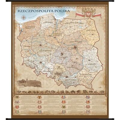 Rzeczpospolita Polska. Mapa ścienna stylizowana Rzeczpospolita Polska. Mapa ścienna stylizowana