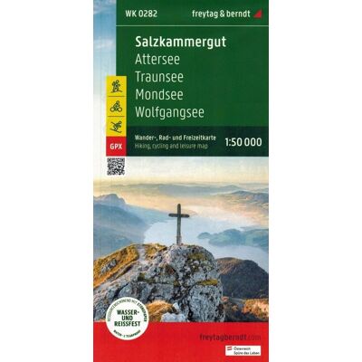 Salzkammergut, Attersee, Traunsee, Mondsee, Wolfgangsee. Wodoodporna mapa turystyczna WK 0282. Salzkammergut, Attersee, Traunsee, Mondsee, Wolfgangsee. Wodoodporna mapa turystyczna WK 0282.