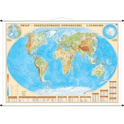 Świat. Mapa fizyczna ścienna 1:25 000 000 Świat. Mapa fizyczna ścienna 1:25 000 000