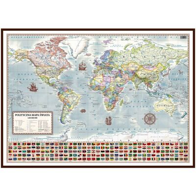 Świat polityczny - stylizowana mapa ścienna na podkładzie do wpinania, 70x50 cm, 1:60 000 000 Świat polityczny - stylizowana mapa ścienna na podkładzie do wpinania, 70x50 cm, 1:60 000 000
