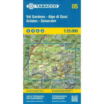 Val Gardena, Alpe di Siusi / Groden, Seiseralm. Wodoodporna mapa turystyczna 1:25 000 Val Gardena, Alpe di Siusi / Groden, Seiseralm. Wodoodporna mapa turystyczna 1:25 000