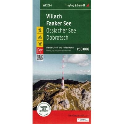Villach, Faaker See, Ossiacher See, Dobratsch. Wodoodporna mapa turystyczna WK 224 Villach, Faaker See, Ossiacher See, Dobratsch. Wodoodporna mapa turystyczna WK 224
