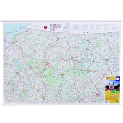 Warmia i Mazury. Mapa ścienna turystyczna 1:170 000 Warmia i Mazury. Mapa ścienna turystyczna 1:170 000