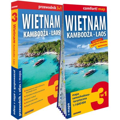Wietnam, Kambodża, Laos 3w1: przewodnik + atlas + mapa Wietnam, Kambodża, Laos 3w1: przewodnik + atlas + mapa
