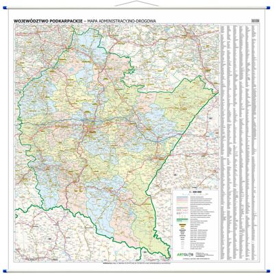 Województwo podkarpackie. Mapa ścienna 1:200 000 Województwo podkarpackie. Mapa ścienna 1:200 000