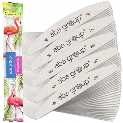 Aba Group, Pilnik Półksiężyc Łódka Szary Zebra Fat, Gradacja 180/240 Bezpieczny Pakiet, 100 Szt. Aba Group, Pilnik Półksiężyc Łódka Szary Zebra Fat, Gradacja 180/240 Bezpieczny Pakiet, 100 Szt.