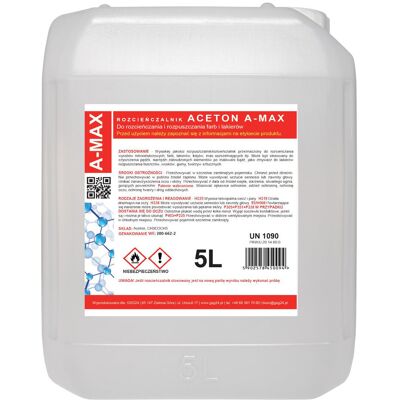 Aceton Rozpuszczalnik Zmywacz A-Max 5L Aceton Rozpuszczalnik Zmywacz A-Max 5L