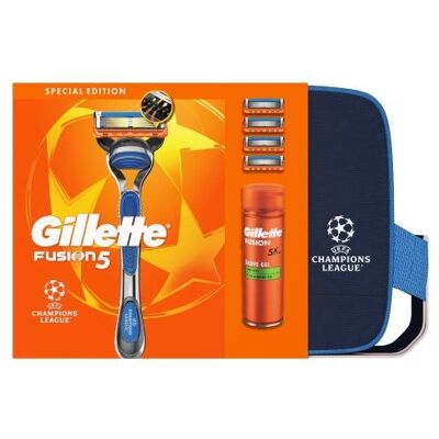 Gillette Fusion5 zestaw prezentowy maszynka + ostrza + żel + kosmetyczka Gillette Fusion5 zestaw prezentowy maszynka + ostrza + żel + kosmetyczka
