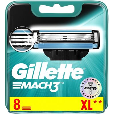 Gillette Mach3 Ostrza Mach 3, Wymienne Wkłady Do Maszynek 8 Szt. Gillette Mach3 Ostrza Mach 3, Wymienne Wkłady Do Maszynek 8 Szt.