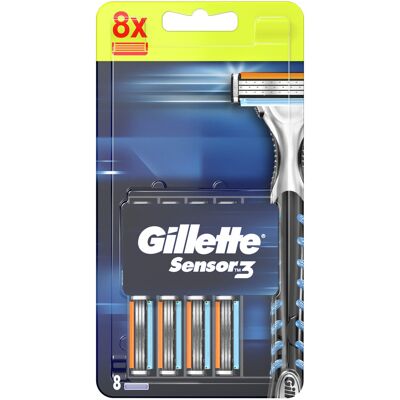 Gillette Sensor3, Ostrza wymienne do maszynki do golenia dla mężczyzn, 8 szt. Gillette Sensor3, Ostrza wymienne do maszynki do golenia dla mężczyzn, 8 szt.