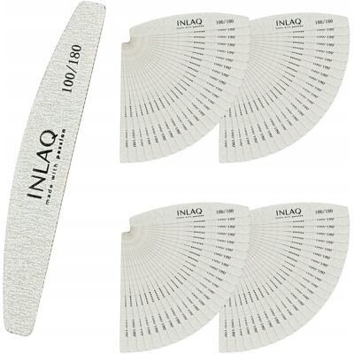 INLAQ 100x Pilnik do Paznokci 100/180 Półksiężyc Zebra Łódka Pilniczki INLAQ 100x Pilnik do Paznokci 100/180 Półksiężyc Zebra Łódka Pilniczki