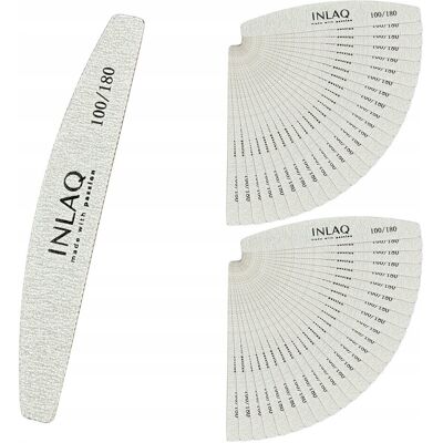 INLAQ 50x Pilnik do Paznokci 100/180 Półksiężyc Zebra Łódka Pilniczki INLAQ 50x Pilnik do Paznokci 100/180 Półksiężyc Zebra Łódka Pilniczki