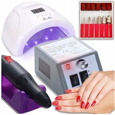 Molly Nails Zestaw do Manicure Hybrydowego Lampa UV LED 48W 1S PRO 30 Diod Frezarka 10W 15000 obr/min Manicure Pedicure Molly Nails Zestaw do Manicure Hybrydowego Lampa UV LED 48W 1S PRO 30 Diod Frezarka 10W 15000 obr/min Manicure Pedicure