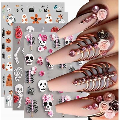 Inny producent Naklejki Na Paznokcie Małe Halloween Czaszka Kości, Naklejki 5d Trójwymiarowa Tłoczenie Paznokci, Ghosts Nail Stickers, 4 Arkusze Nail Art Stickers .. Inny producent Naklejki Na Paznokcie Małe Halloween Czaszka Kości, Naklejki 5d Trójwymiarowa Tłoczenie Paznokci, Ghosts Nail Stickers, 4 Arkusze Nail Art Stickers ..