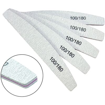 Pilnik do paznokci półksiężyć łódka 100/180 100 szt. dwustronny Pilnik do paznokci półksiężyć łódka 100/180 100 szt. dwustronny